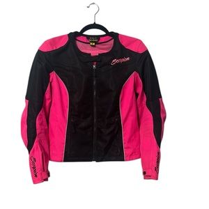 Women's Pink and Black Leather Jacket